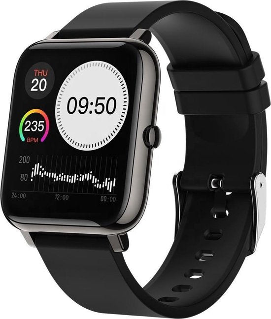 MAOO AMPLIFY Smartwatch - Inkl. Bildschirmschutz - Herzfrequenz, Blutdruck, Blutsättigung, Schlaf, Entfernung - Schrittzähler - Smartwatch Männer - Smartwatch Frauen - Uhr - Weihnachtsgeschenk - Schwarz