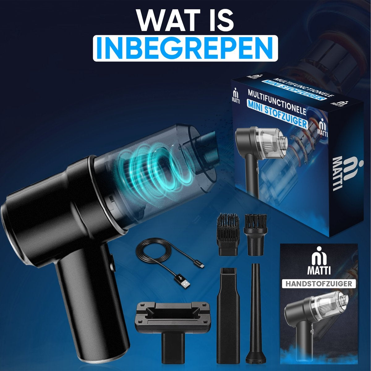 MATTI® - Autostaubsauger - Handstaubsauger - Mini-Staubsauger - Auto saugen - inkl. Blasfunktion