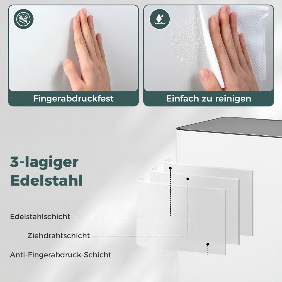 Coast Mülleimer mit Pedal – 2 Fächer – Soft-Close-Deckel – 60 Liter – weiß