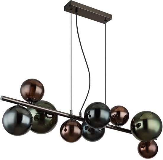 Globo - Hängeleuchte - RIHA - mehrfarbig - Glas - große Esstischleuchte - G9 - 56142-9H