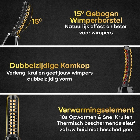 MoreWomen - Elektrische Wimpernzange - Beheizt - Wimpernlifting - inkl. Wimpernbürste - Schwarz