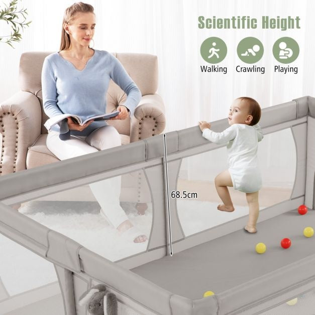 Coast Baby Laufstall mit 50 Bällen und 2 Türen - 206 x 147 cm - grau