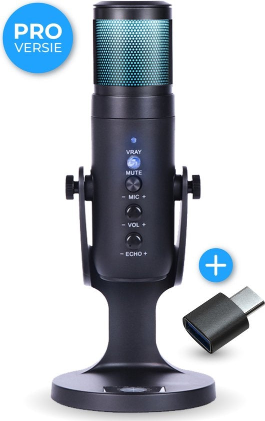 Nuvance - USB-Mikrofon mit Ständer - für PC und Gaming-Mikrofon - Streaming-Mikrofon - RGB