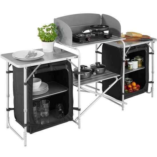 tectake - Campingküche Abm. 172 x 52 x 104cm schwarz - 403344