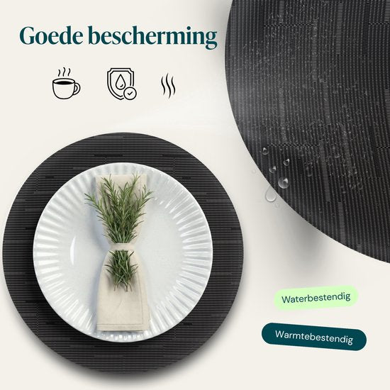 Castagnola Tischsets – Tischset aus Kunststoff – Untersetzer – Tischsets aus Kunststoff und PVC – 6 Stück – Durchmesser 37 cm – Schwarz
