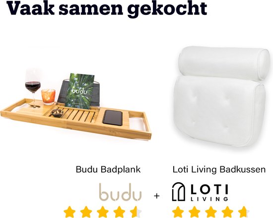 Budu Badebrett Bambus - Badebrett für die Badewanne - Verstellbares Badregal - Badebrett aus Holz - Badregal - Badebrett Holz - 70-105 cm