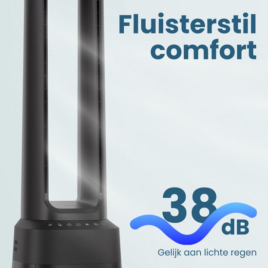 Auronic Turmventilator – blattloses 2-in-1-Modell – Luftreiniger mit HEPA-Filter – Ventilator – 10 Stufen – Fernbedienung – 105 cm – Schwarz