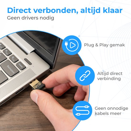 Nuvance Bluetooth-Adapter - 5.3 - Bluetooth-Empfänger - USB - Bluetooth-Dongle PC - Geeignet für Windows 11/10/8/7