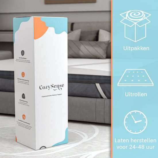 CozySense® Topper 90x200 - Top Matratze - Top Deck Matratze - Memory Foam mit kühlendem Gel - CertiPUR® - Weiche Festigkeit - 8 CM - Waschbarer Bezug