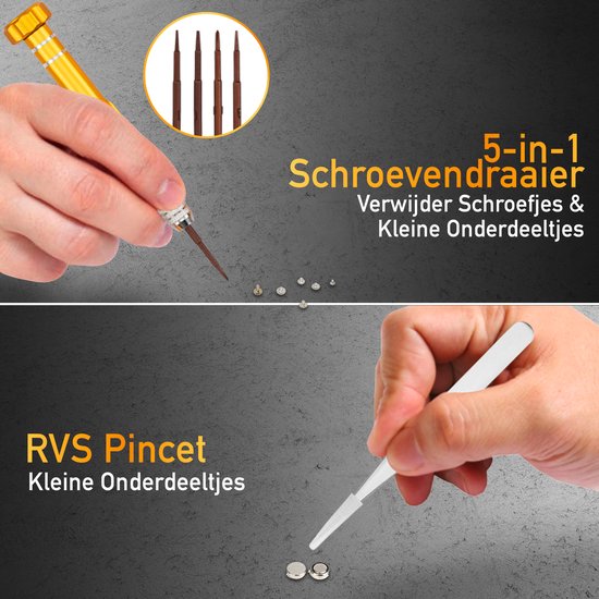 Happy Goods Uhrenreparaturset - 154-teilig - Geeignet bis 55 mm - 21 x 10 x 5 cm - Braun