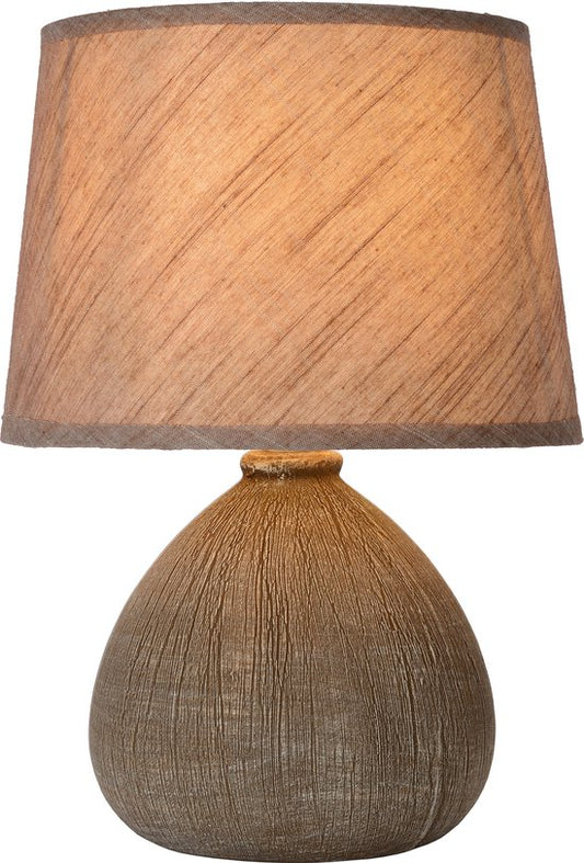 Lucide RAMZI – Tischlampe – Ø 18 cm – 1xE14 – Braun – Japandi