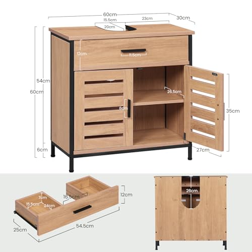 Eugad Badezimmerschrank unter Waschbecken Hell Eiche 60x30x60 cm