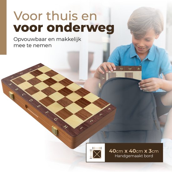 Windsor Schachbrett mit Schachfiguren - Dame - 40 cm - Anmerkungen - Schachset - Magnetisches Schachset - Holz