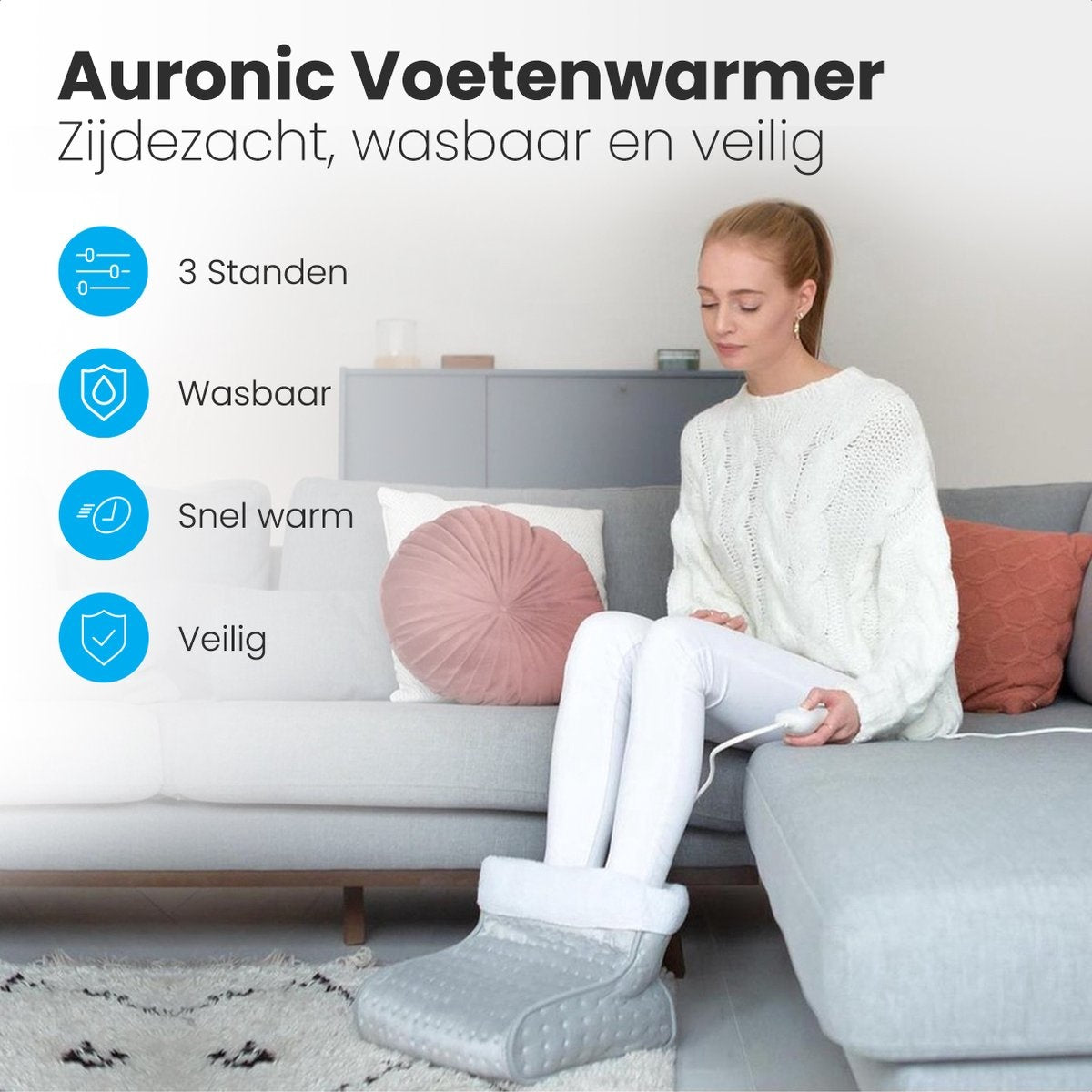 Auronic Elektrischer Fußwärmer - mit Timer und Ãœberhitzungsschutz - 100W - Erwachsene - Grau