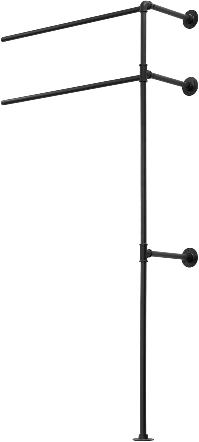Woltu Kleiderständer mit Rädern und Ablagefläche Weiß - Verstellbar 92,5-132,5 cm - Maximale Tragfähigkeit 70 kg