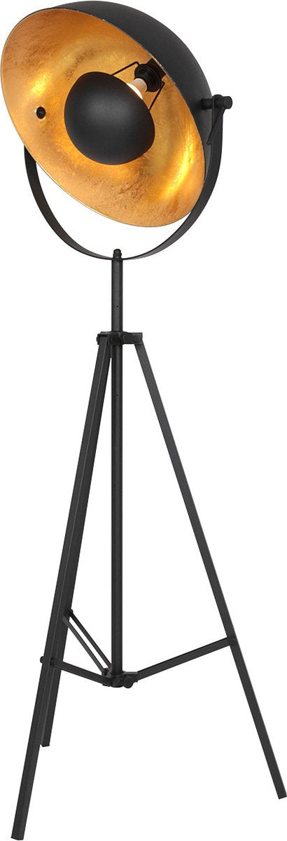 Stehleuchte Sunflower - 1-flammig - dreh- und schwenkbar - E27 - 163 cm hoch - trendiges Design - Wohnzimmer / Schlafzimmer - gold / schwarz
