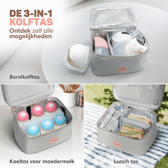 Vulpes Goods BabyCare Pumpentasche – Kühltasche für Milchpumpe & Muttermilch – Inkl. Kühlakku – Grau