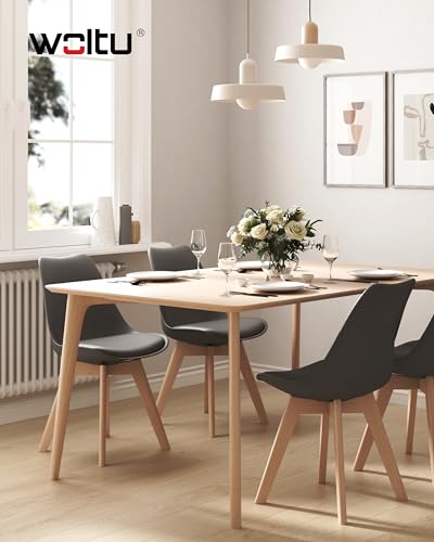 Woltu Esszimmerstühle 2er Set Ergonomisches Design - Massivholz und Kunstleder - Grau - BH29gr-2