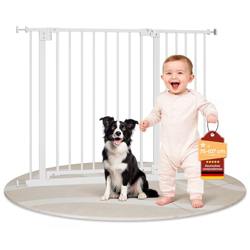 Woltu Sicherheitstor für Kinder und Haustiere Weiß 75-107 cm