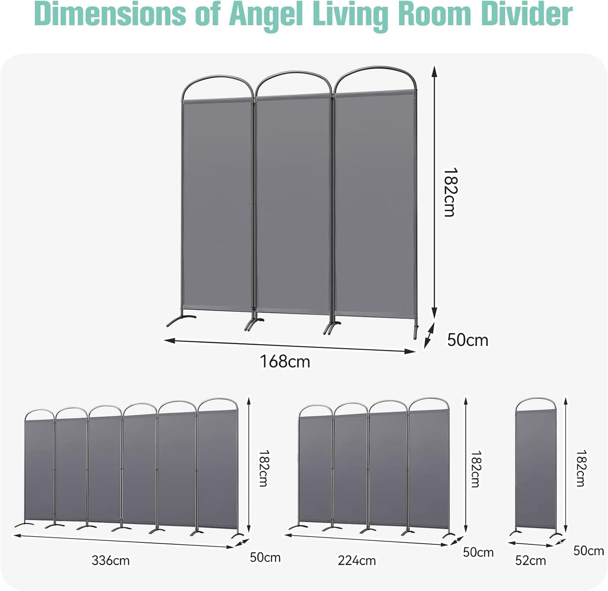Angel Living Faltwand 3 Paneele - 168 x 182 cm - Grau