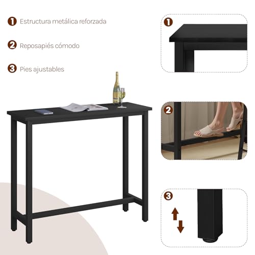 Woltu Bistro-Bartisch mit Metallgestell Schwarz 120 x 40 x 100 cm