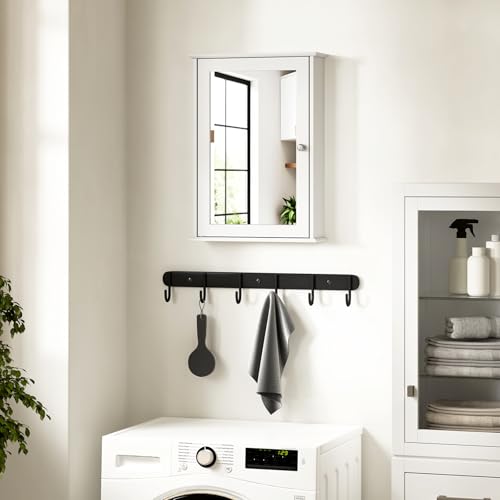 eSituro Toilettenkabinett mit Spiegeltür und verstellbarem Einlegeboden Weiß 42 x 58,5 x 12 cm