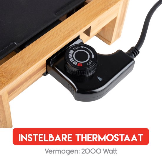 alpina Teppanyaki Grillplatte - Tischgrill - Antihaft - 2000W - 43x22,5cm - Schwarz