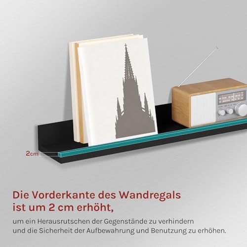 Woltu Wandregal Set 3-teilig Schwarz - 2x 30x5x10 cm, 1x 60x5x10 cm