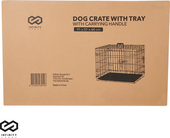 Infinity Goods Hundebank - Bank für Hunde - Größe L - klappbar - 91 x 58 x 65 CM - 2 Türen - Schwarz