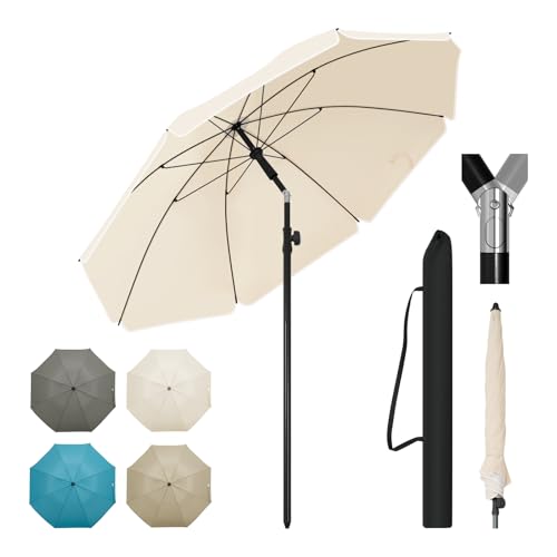 Woltu Sonnenschirm Beige - Durchmesser 135 cm - Verstellbare Höhe und Neigungswinkel