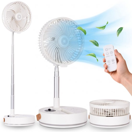 Aironex faltbarer, tragbarer Ventilator – Leiser Tisch- und Standventilator – USB-aufladbar und kabellos mit LED-Licht – Kompakter Mini-Ventilator für Schreibtisch, Schlafzimmer, Zuhause, Büro und Camping – Ventilatoren