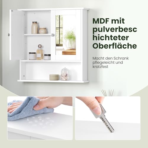Eugad Badezimmerschrank mit Spiegeltüren Weiß 56 x 58 x 13 cm