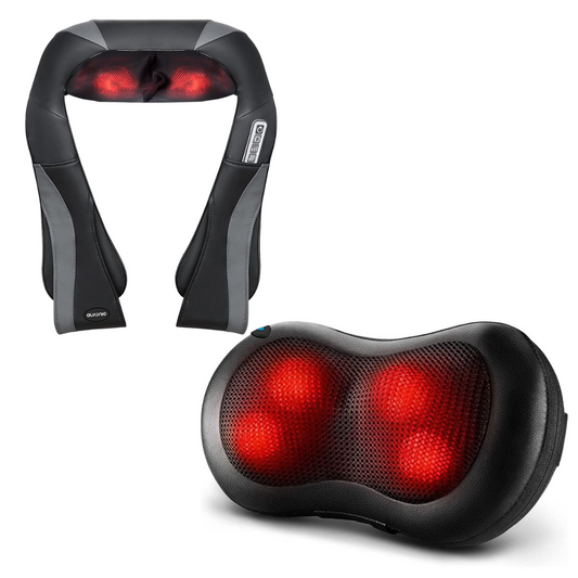 Auronic Nackenmassagegerät und Rückenmassagegerät Bundle - Wärmefunktion - Elektrisch - Schwarz/Grau