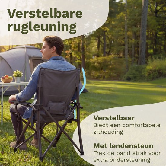 TRVLMORE Campingstühle - faltbar - 120KG Tragkraft - Inkl. Tragetasche - Klappstuhl - Angelstuhl - Campingstuhl - Klappstuhl - Grau