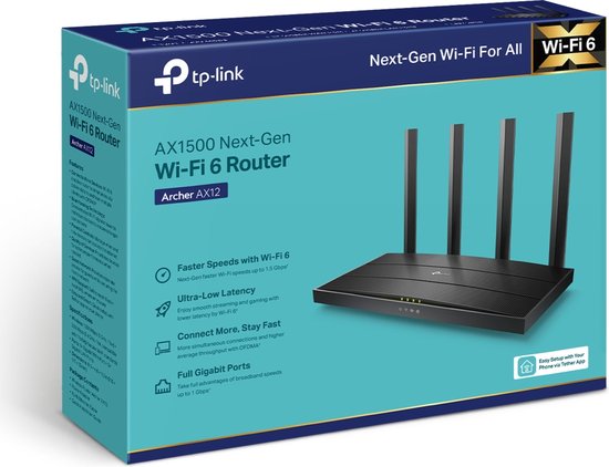 TP-Link Archer AX12 – Router – Dualband – Wi-Fi 6 – 1500 Mbit/s