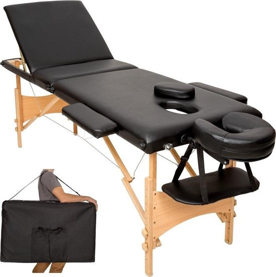 Mobile 3-Zonen-Massageliege - Polsterung 3 cm + Tragetasche schwarz