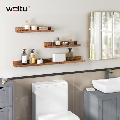 Woltu 3er Set Wandregale - Rustikales Braun - 2x 40x10 cm & 1x 80x10 cm