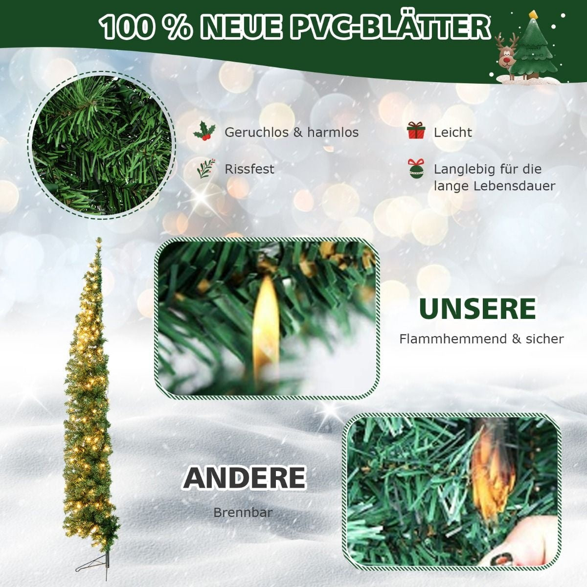 Halber künstlicher Weihnachtsbaum Coast mit 150 LED-Lichtern - 210 cm