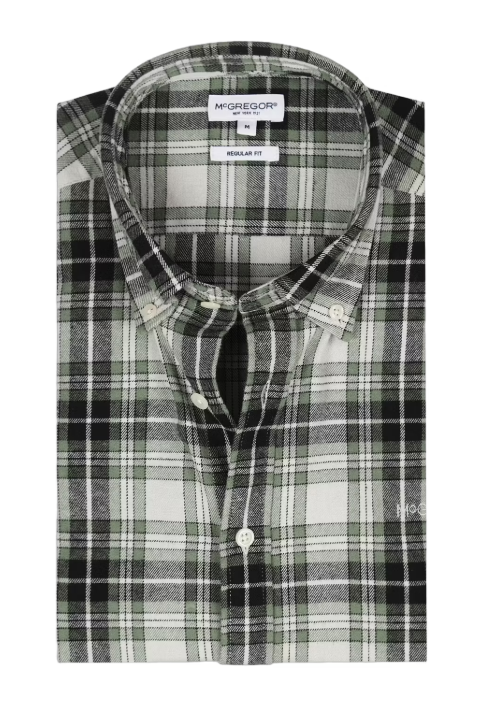 McGregor Flanellhemd Winter Salbei Kariert Grün/Grau/Weiß - XL