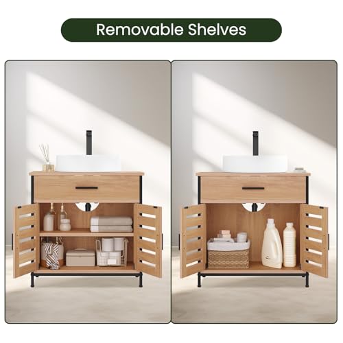 Eugad Badezimmerschrank unter Waschbecken Hell Eiche 60x30x60 cm