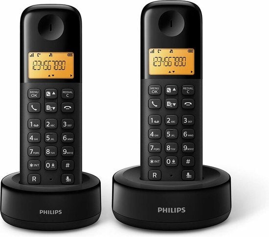 Philips D1602B/01 Haustelefon - DECT-Telefon - 2 Mobilteile - Schwarz