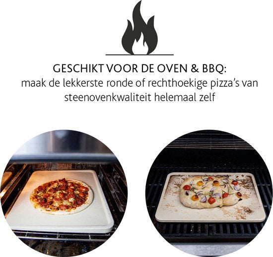 Boska Pizzastein Deluxe Rechteck - Für den Backofen - Knusprige Pizza - 40x32 cm - BBQ Zubehör