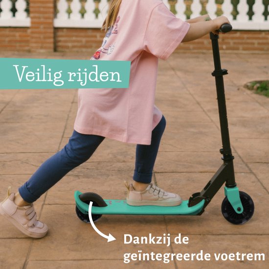Chillafish Kinder-Tretroller für Jungen und Mädchen ab 5 Jahren mit Fußbremse – Blau-Grün – Tretroller mit verstellbarem Lenker – Zusammenklappbar und leicht, mit ABEC-5-Rädern – Modell Flexxi