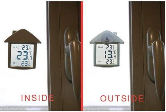 Perel Fensterthermometer, digital, innen und außen, transparent