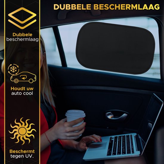 Toivo Car Sunshades 2er-Set - Selbstklebend - 31 x 51 cm - UV-Schutz - Seitenscheiben-Sonnenschutz - Sonnenschutzfenster - Für Kinder und Babys - Schwarz