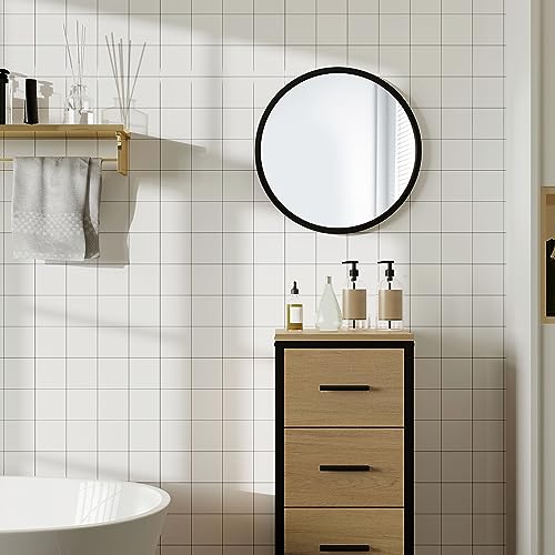 Woltu Runder Badezimmerspiegel Schwarz 40 cm - Rostfreies Metall, klare Reflexion