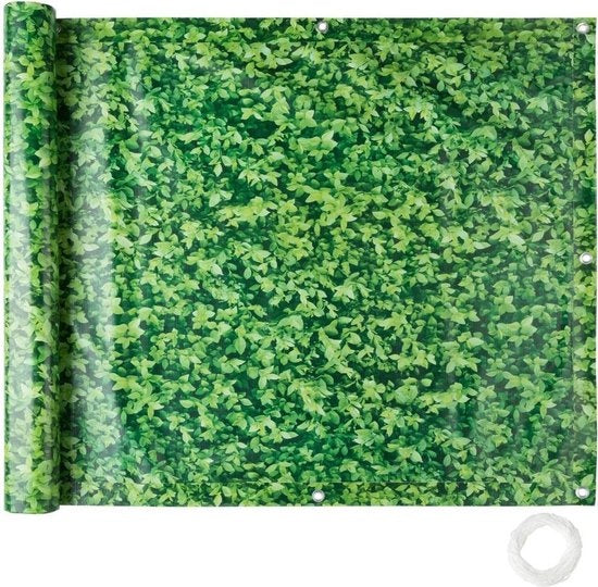 tectake - Balkongeländer Sichtschutz grüne Blätter - 90 cm - 6 Meter - 402711