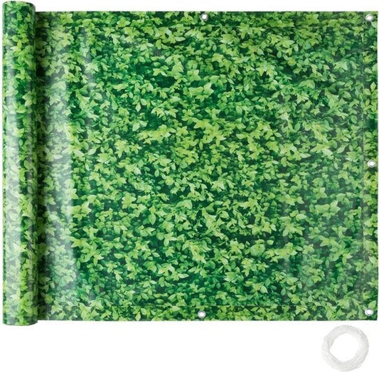 tectake - Balkongeländer Sichtschutz grüne Blätter - 90 cm - 6 Meter - 402711