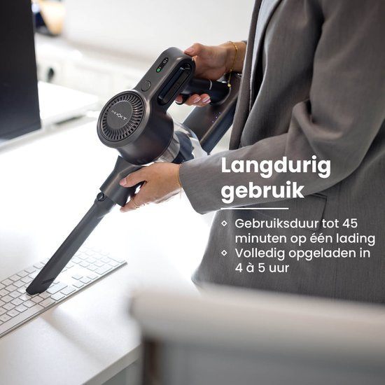 Nexxt Cordless Stick Vacuum Cleaner mit Cyclone Technology - Leichter Staubsauger mit beutelloser Staubabsaugung - HEPA 13 Filter - Komplettset - Schwarz