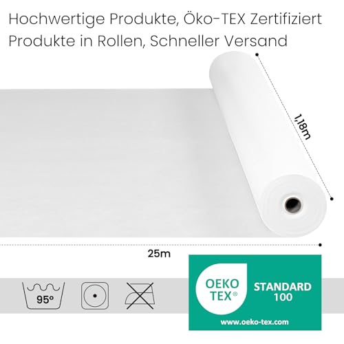 Woltu Einwegtischdeckenrolle - wasser- und schmutzabweisend - weiß - 1,2 x 25 m